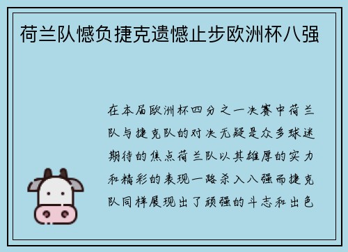 荷兰队憾负捷克遗憾止步欧洲杯八强
